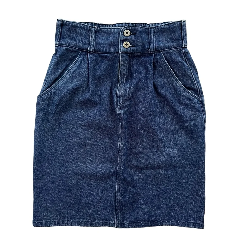 Earth Music & Ecology Women’s Small Med Wash Denim Long Fitted Pencil Jean Skirt